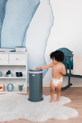 Ubbi Stainless Steel Diaper Pail, Odor Locking, No Special Bag Required, Award-Winning, Registry Must-Have, Open Water thumbnail 9