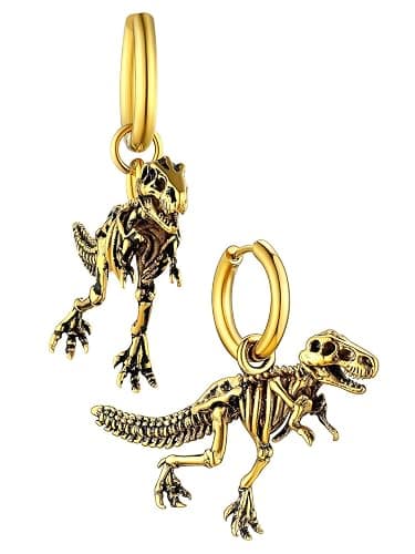 FaithHeart Viking Animals Huggie Hoop Earrings for Men, Gothic Dragon/Snake/Dinosaur/Wolf Earrings Stainless Steel Hypoallergenic Lightweight Stud Earrings Mens Punk Rock Jewelry Gift - Image 1