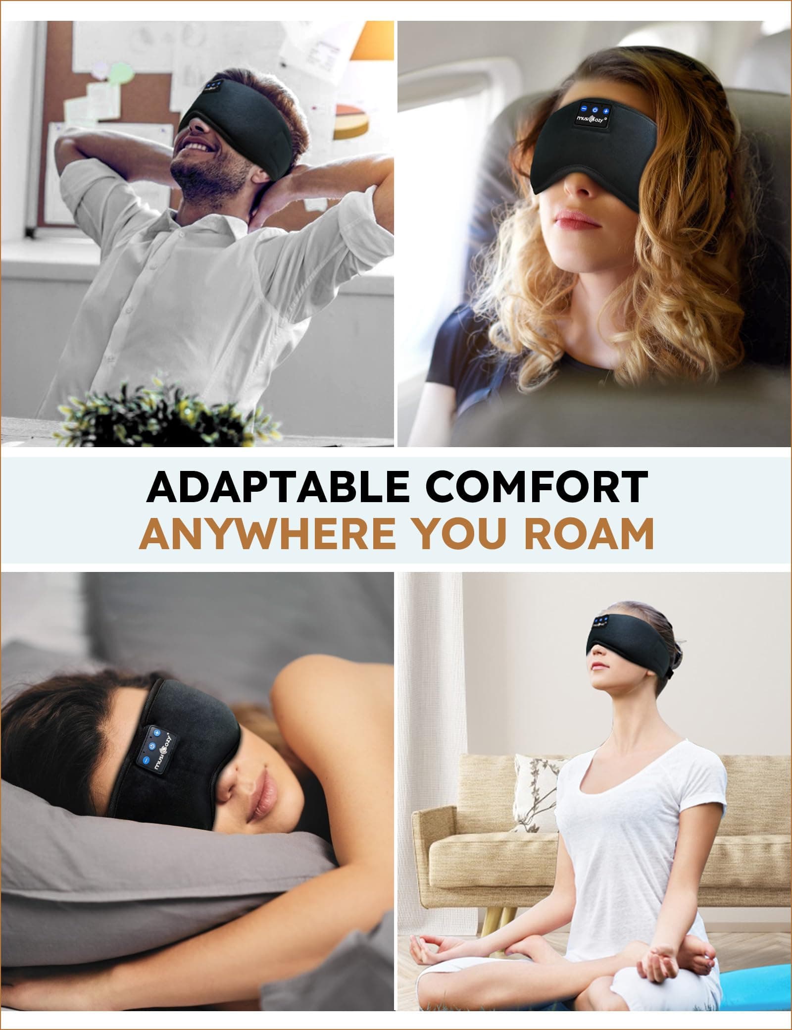 Sleep Headphones - Eye Mask for Women Men Unisex, Wireless Music Mask Built-in Speakers Microphone Adjustable Strap for Side Sleepers Travel Office thumbnail 7