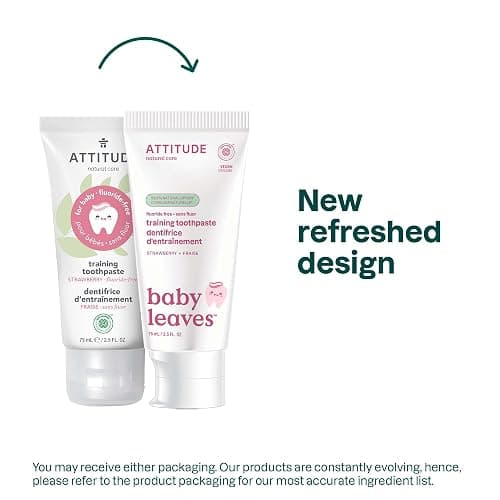 Attitude Fluoride-Free Baby Toothpaste, Safe Training Toothpaste, Natural Origin Ingredients, Gentle Oral Care for Babies & Toddlers, Strawberry Flavor, 2.6 Oz - Image 1