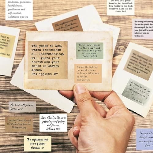120PCS Bible Verse Stickers, No Repeat Christian Vintage Inspirational Quote Sticker, Typewriter Scripture Stickers, Bible Study Supplies for Scrapbooking, Water Bottle, Laptop thumbnail 7