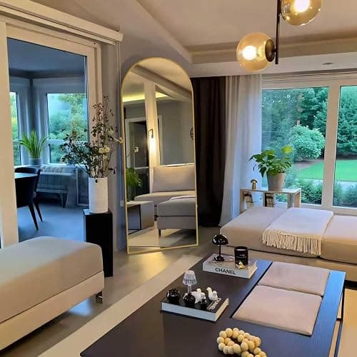 SUNQUEEN 58"x19" Floor Mirror Full Length, Arched Full Length Mirror with Stand, Full Body Mirrors for Bedroom Living Room or Cloakroom Gold thumbnail 4