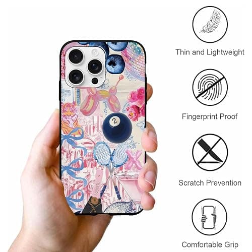 Zrutru 2 Pack Preppy Pink Collage Phone Cases for iPhone 16 Pro Max Case Trending Collage Phone Case Shockproof Soft Silicone TPU Bumper Cover Phone Case Funda for iPhone 16 Pro Max 6.9 Inch thumbnail 6