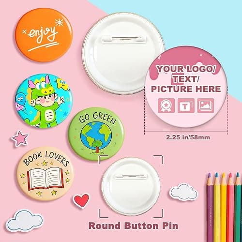 MK.Bear 2026 Button Maker Machine 2.25 Inch (58mm), No Installation Required Pin Maker Kit for Button Making, DIY Pink Badge Maker Button Press with 30 Badge Supplies & Circle Cutter thumbnail 8