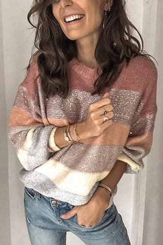 ANCAPELION Women’s Casual Sweater Pullover Winter Basic Sweatshirt Long Sleeve Cozy Knitted Jumper Tops Loose Fit thumbnail 3