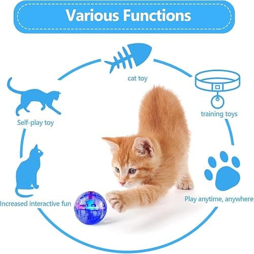 Sratte 6 Pcs Ghost Hunting Cat Ball Activated Cat Toy Motion LED Light Pet Balls Motion Dog Interactive Pet Toys Glowing Mini Running Exercise Supplies for Animals Activity (Clear) thumbnail 5
