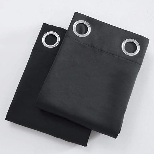 LEMOMO Blackout Curtains 52 x 84 inches Long Black Curtains Set of 2 Panels Thermal Insulated Room Darkening Curtains for Bedroom thumbnail 9