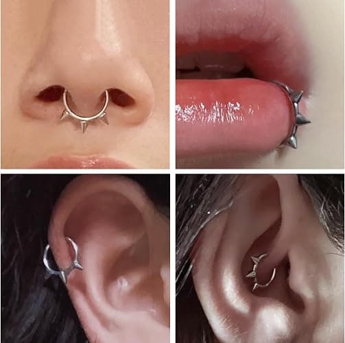 TRBR 16G 2PCs Spike Clicker Snake Bite Jewelry, Septum Ring, Hoop Lip Rings Snake Bites, Labret Jewelry for Lip Piercing, Cartilage Hoop Earrings, 8mm 10mm 12mm thumbnail 4