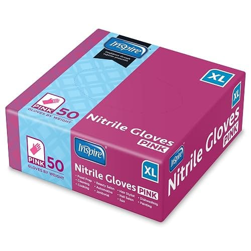 Inspire Pink Gloves Disposable Latex Free | Nitrile Pink Glove Hair and Nail Salon, Esthetician Nitrile Disposable Gloves thumbnail 7