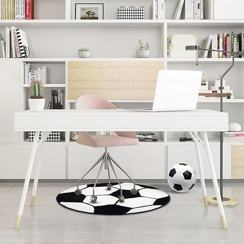 JeogYong Soccer Rug, Soft and Comfy Sports Themed Round Area Rugs Bedroom Living Room Carpet Kitchen Mat Bath Rugs for Bathroom, Soccer Themed Room Decor for Kids Bedroom Men Cave - Soccer Ball thumbnail 7