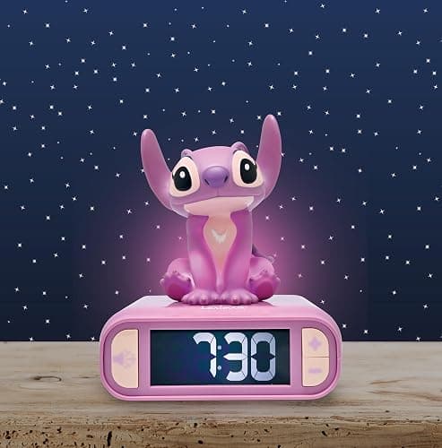 LEXiBOOK, Disney Stitch, Angel Night Light Alarm Clock, Sounds and Melodies, Backlit LCD Screen, Luminous, Snooze, Pink, RL800D1 thumbnail 7