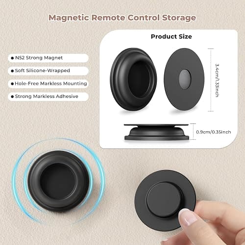 UMUST 4Pcs Magnetic Remote Control Holder, Upgrades Silicone Wall Mount Self-Adhesive Remote Control Stand, Organizer Storage for Air Conditioner & TV Remotes, Caddy Back of Televisions (Black) thumbnail 3