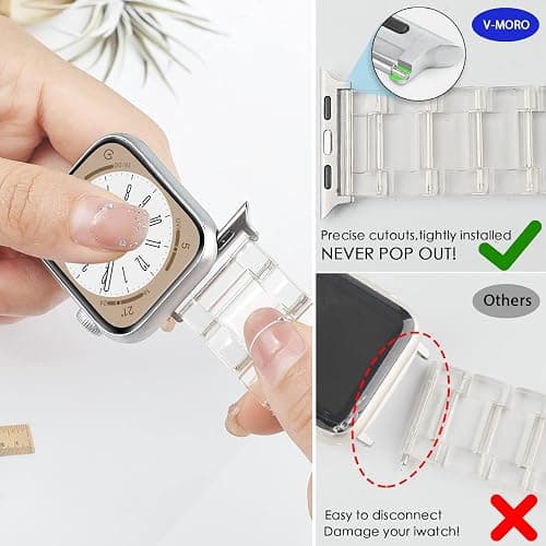 V-MORO Resin Bands Compatible with Apple Watch Band 42mm/41mm/40mm Series 11/10/9/8/7 Fashion Lightweight Bracelet Replacement with Stainless Steel Buckle for iWatch Series 6/SE/5/4/3/2/1(38/40/41/42mm) thumbnail 5