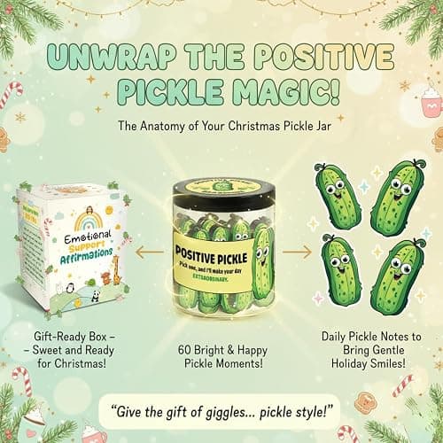60 Positive Pickle Cards Jar, Stocking Stuffers, Xmas Christmas White Elephant Gifts For Teenage, Women, Adults, Mom, Teachers, Sisters, Friends, Teen Girl Gifts Trendy Stuff thumbnail 5
