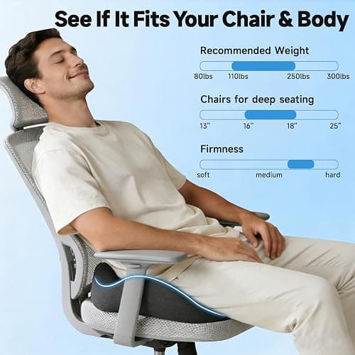 Tuozaiira Seat Cushion for Office Chairs – Large U-Shaped Memory Foam Desk Chair Cushions for Long Sitting Comfort, Ergonomic Thick Support Pad for Work from Home & Daily Office Use thumbnail 5