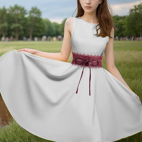 Manfnee Women Faux Leather Wrap Belt fashion wrap cinch belts Wide Waistband Belt for Dress thumbnail 2