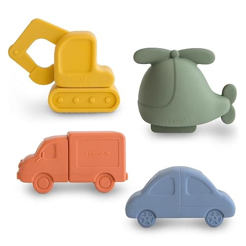 mushie Vehicles Bath Toys Play Set for Toddlers | 100% Food Grade Silicone | Mold Free, Pack of 4 - Image 1