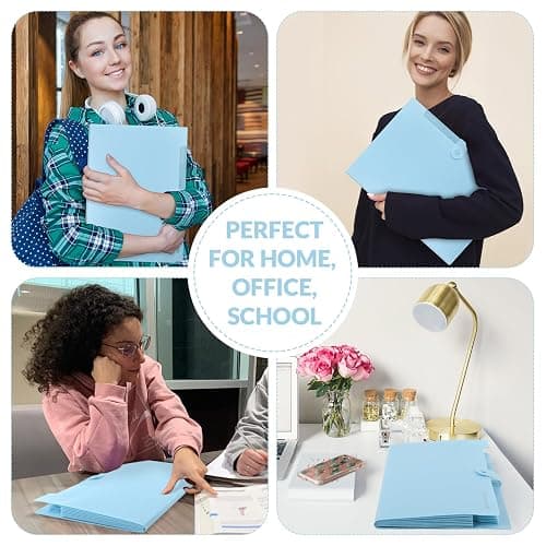 SKYDUE Expanding File Folder with 5 Pockets, Accordion File Organizer,Portable Receipt Paper Documents Organizer,Letter Size Filing Folder School Office Supplies,Lightblue thumbnail 7