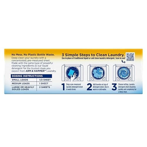 Arm & Hammer Power Sheets Laundry Detergent, Fresh Linen 50ct, up to 100 Small Loads (Packaging may vary) thumbnail 11