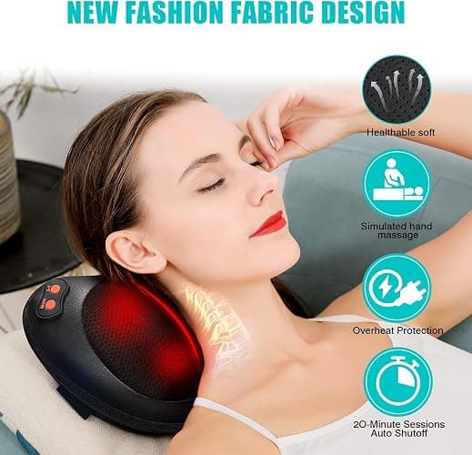 Shiatsu Back and Neck Massager with Heat, Electric Deep Tissue 3D Kneading Massage Pillow for Neck, Back, Shoulder, Leg, Foot, Whole Body - Best Gifts for Women Men Dad Mom thumbnail 3
