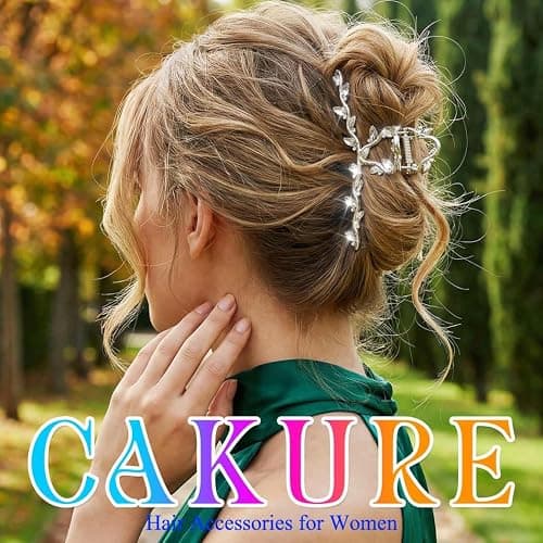 CAKURE Fancy Hair Clips Rhinestone Gold Claw Clip Sparkly Hair Accessories for Women (Pack of 2) (a-gold&silver) thumbnail 7