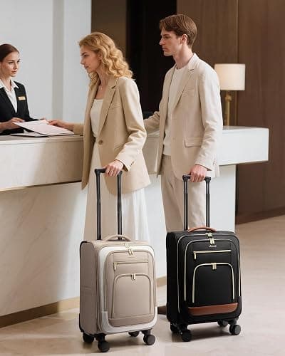 LOVEVOOK 49L Carry on Luggage 22x14x9 Airline Approved, 22 Inch Large Rolling Suitcase with Suit Folder & Spinner Wheels & TSA Lock, Softside Lightweight Underseat Carryon Luggage for Women Men Travel thumbnail 2