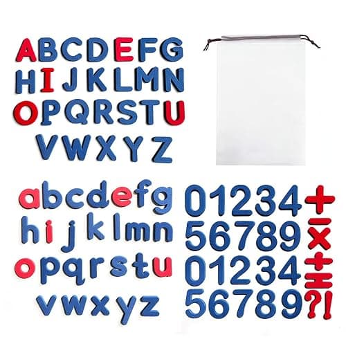 Lot de 79 chiffres magnétiques colorés de l'alphabet - Lettres et chiffres - Jouet éducatif ABC pour enfants - Image 1