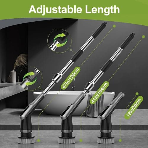 WKY-Electric Spin Scrubber - Upgraded 10-in-1 IPX7 Waterproof Shower Scrubber, Retractable Handle & 2-Speed for Toilet, Bathroom, Bathtub, Tile Floors thumbnail 2