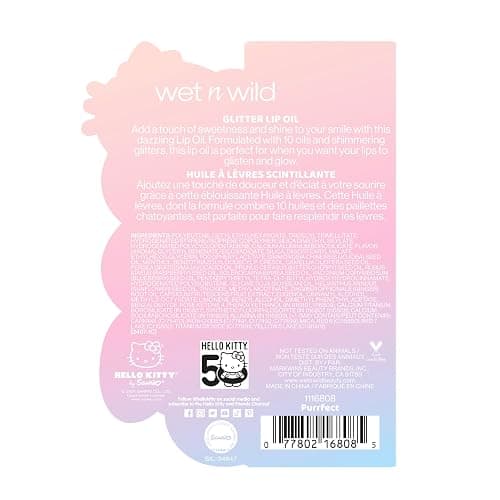 wet n wild Hello Kitty Glitter Lip Oil, New 10 Oil Infused Formula, Warm Apple Pie Lightly Scented, Sparkly Bold Colors, Cruelty-Free & Vegan - Purrfect thumbnail 8