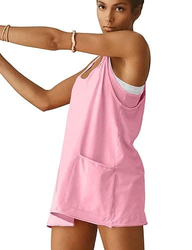 VIUTIL Womens Athletic Dress Built in Shorts Hot Shot Mini Dress Spaghetti Straps Tennis Workout 2026 Summer Romper Dress thumbnail 4