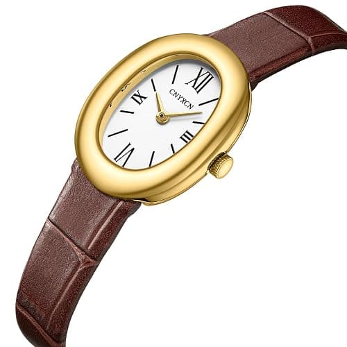 CNYXCN Women's Bracelet Gold Watch - Vintage Elegant Oval Bangle Watch - Gold Jewellery Style Quartz Wristwatch - Gift for Her thumbnail 2
