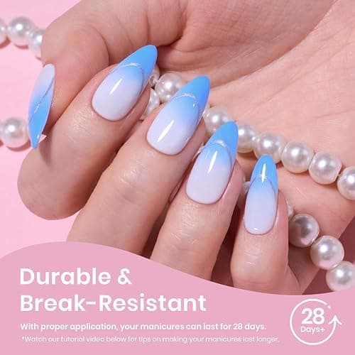 Beetles Medium Almond Nail Tips 576pcs 12 Sizes, Pre-Etched Soft Gel Nail Tips Half Matte Full Cover Press on False Nail Tips Clear Acrylic Nails Glue on Nails DIY Nail Extension Gift for Women thumbnail 9