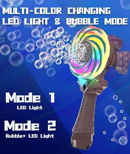 Bubble Wand for Kids Girls, Bubble Machine with Color-Changing LED Light, Windmill Lollipop Design, USB-C Rechargeable - Gifts Toys Ages 3+ for Toddlers, Easter, Outdoor, Birthday, Party Use thumbnail 2