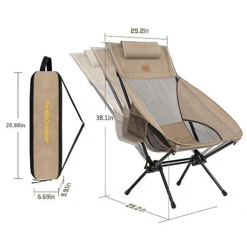 FanttikOutdoor Zeta L8 Max Camping Chair, Portable & Lightweight, Comfort-Driven Foldable Rocking Chair with Carry Bag for Camping, Hiking, Patio, Fishing, Support up to 250 lbs, Khaki thumbnail 3