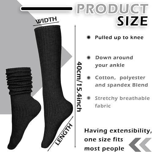 Bencailor 6 Pairs Women Slouch Socks Thigh High Boot Cotton Scrunch Stacked Socks Long Striped Winter Stockings for Woman thumbnail 5