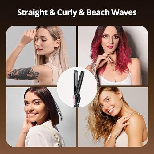 CrazyMar 2 in 1 Hair Straightener and Curler, Professional Straightener with 9 Adjustable Temp&360° Cool Airflow&Auto Shut-Off&Anti-Scald Shell&Digital Display&Dual Voltage&Ionic for Short&Long Hair thumbnail 11