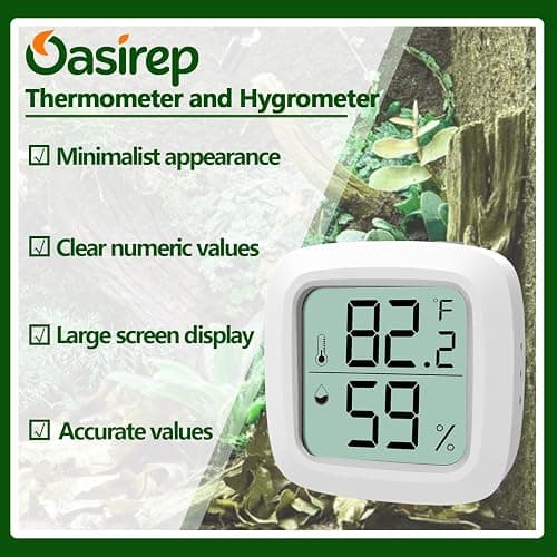Oasirep 2-Pack Reptile Thermometer and Hygrometer – LCD Digital Temp & Humidity Monitor for Bearded Dragon, Gecko, Snake Tanks, Incubation Boxes, Indoor Pet Habitats thumbnail 3