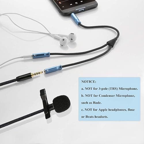 MillSO 3.5mm 4 Pole TRRS Audio Splitter Cable Nylon Braided Stereo Aux Splitter for 2 TRRS Headset to PC Laptop PS4 Xbox Smartphone - 1 FT thumbnail 3