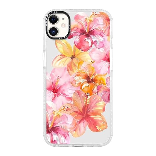 Yoedge Transparent Handyhülle für iPhone 11 Hülle, Aesthetic Hibiskus Blumen Sommer Muster Niedlich Muschel Design Mädchen Geschenk Schutzhülle,Silikon Case Cover für iPhone11 6,1",Bunt Flower thumbnail 2