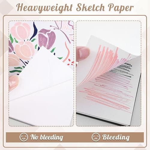 A5 Sketchbook 60 Sheets, Sketchbook with 200GSM Thick Paper - Black Hardback Art Drawing Pad for Sketching, 14.8 x 21 cm, 120Pages thumbnail 5