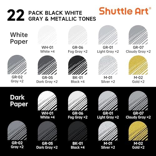 Shuttle Art Colored Pens, 22 Black White Gray & Metallic Tone Colors Cute Journal Pens 0.6mm Fine Point Colored Gel Pens for Black Paper Writing Drawing Journaling Note Taking School Office Home thumbnail 3