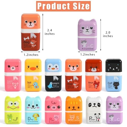 CCINEE 12 Pcs Pencil Erasers,Cute Erasers with Cover and Clean Up Shaving Roller for School Gift Supplies Classroom Prizes thumbnail 3