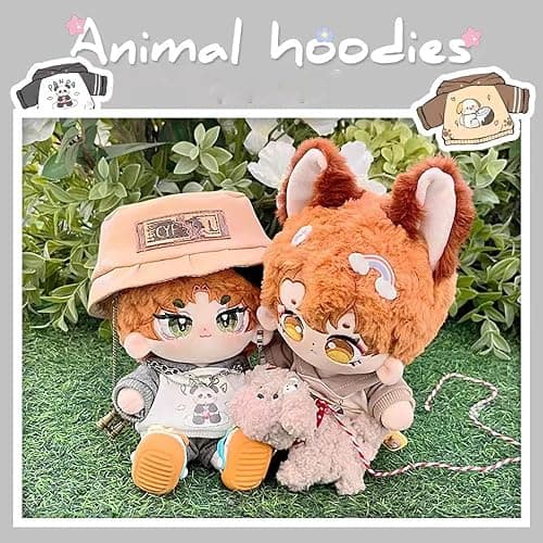 niannyyhouse 20cm Plush Doll Clothes Fox Panda Puppy Hoodie Pants 8in Doll Accessories (Yellow) thumbnail 3