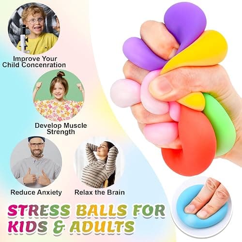 12 Pack Slow Rising Stress Ball,Stress Balls for Kids Adults,Stretchy Fidget Toys for Stress Relief,Hand Therapy Sensory Squishy Ball, Squishy Toys for Kids, Classroom Prize Box Party Favors thumbnail 5