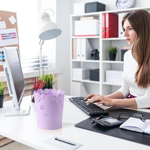 ASFUSS Mini Wastebasket Small Purple Trash can Office Plastic Garbage Can for Bathroom Vanity Desktop Office or Living Room (Purple, Medium) thumbnail 3