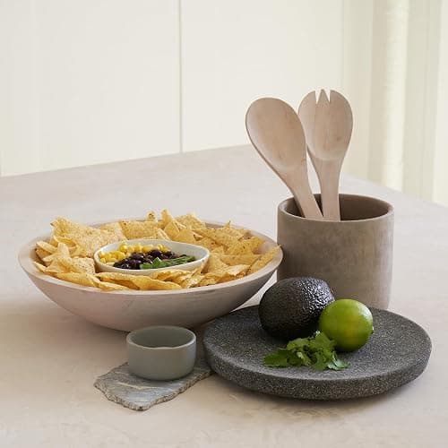 KIBAGA Extra Large Wooden Salad Bowl Set With Serving Utensils - A Beautiful Party Salad & Fruit Bowl With Serving Spoons Perfect for Your Dinner Party - Decorative & Practical Kitchen Must-Have thumbnail 6