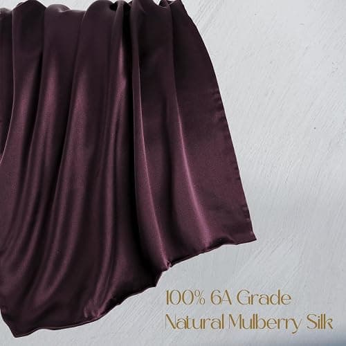 ZIMASILK 100% Pure Mulberry Silk Pillowcase for Hair and Skin Health,Soft and Smooth,Both Sides Premium Grade 6A Silk,600 Thread Count,with Hidden Zipper,1pc (King 20''x36'',Eggplant Purple) thumbnail 3