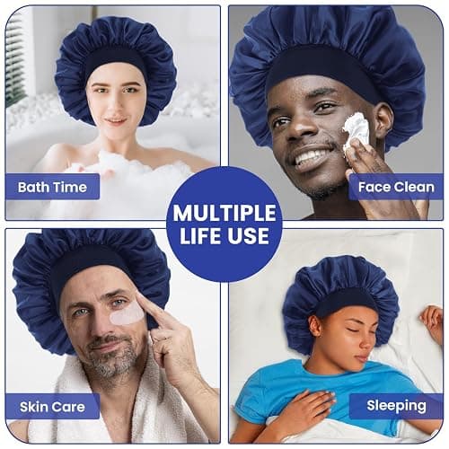 WLLHYF Silk Bonnet for Men, Satin Bonnet Elastic Band Silk Sleep Cap Soft Adjustable Hair Cap Hair Wrap for Women Sleeping thumbnail 5