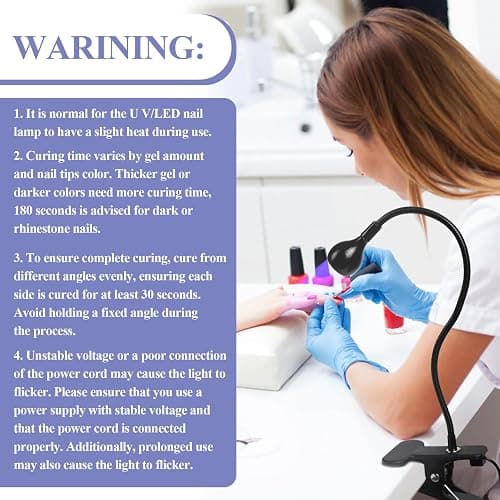  U V LED Nail Lamp – Mini Led Nail Lamp Gel Lamp for Nails with Securing Clip Rotatable Led Light for Nails for Curing Gel Polish U V Nail Gels Manicure Home DIY, Black thumbnail 2