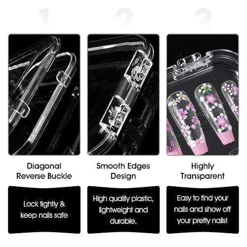 30 PCS Press on Nail Boxes with 5 Pcs Adhesive Double Sided Tape, Clear Acrylic Nail Display Box for Storage Nails Tips Press on Container Plastic Empty Packaging Boxes for Nails Art Home thumbnail 3